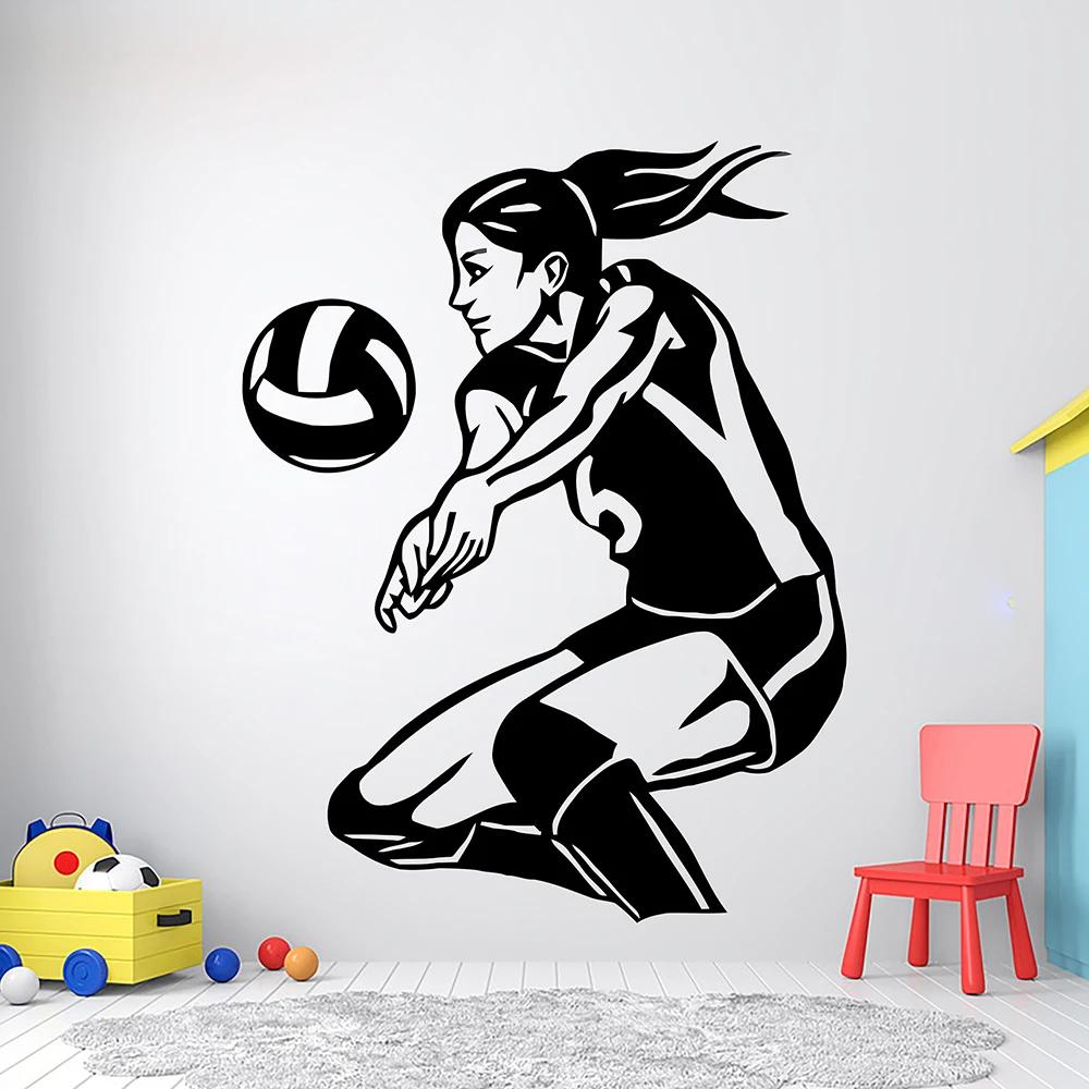 Girl Volleyball Wall Decal Volley decor Wall Art Vinyl Volleyball Lover Gift Home Stickers Kids Teens Room Sports  G
